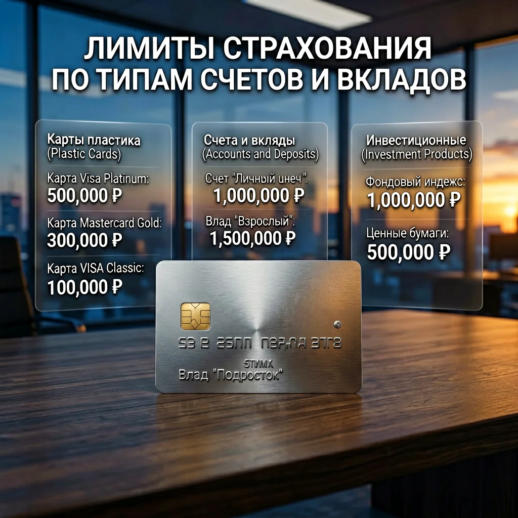 Инфографика с разбивкой лимитов страхования по типам счетов и вкладов