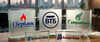 Коллаж логотипов крупнейших банков России на тему страхования ипотечных кредитов