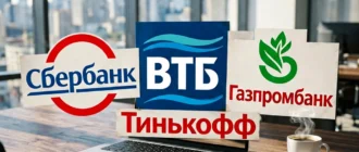 Коллаж логотипов крупнейших российских банков для сравнения условий депозитов