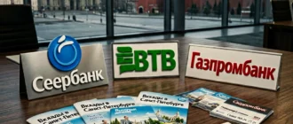Коллаж логотипов крупнейших банков России для сравнения вкладов в Санкт-Петербурге